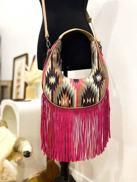 New! Aztec Crescent Bag / PINK