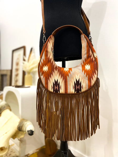 New! Aztec Crescent Bag / BROWN