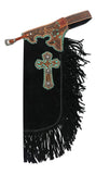 CH-05 Showman ® Suede leather chinks with cross design. - Country Scene Saddlery and Pet Supplies