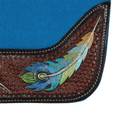 New! Fort Worth Feather Tooled Felt Saddle Pad - 30" x 30" - Country Scene Saddlery and Pet Supplies