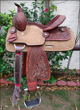 CSSB04 Basket Weave/ Floral Barrel Saddle- Youth - Country Scene Saddlery and Pet Supplies