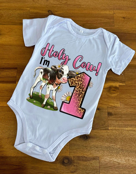 New! Country Onesie - Holy Cow I’m 1