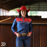 New! DENIM & RED BANDANA RODEO PERFORMANCE RODEO SHIRT