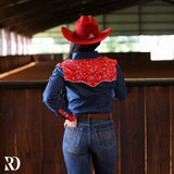 New! DENIM & RED BANDANA RODEO PERFORMANCE RODEO SHIRT