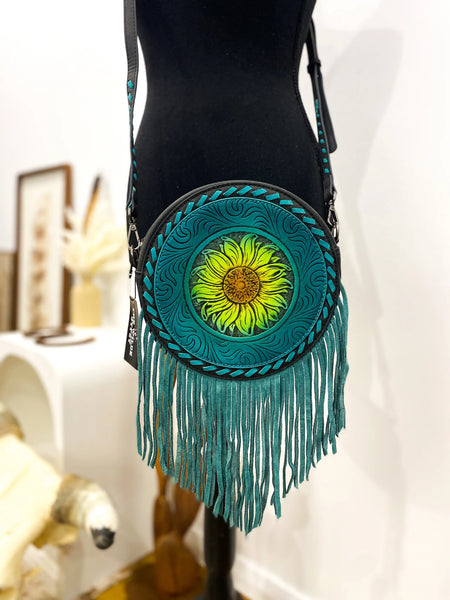 New!Sunflower Tooled Crossbody / BLUE