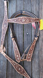NEW! Double Stitched Leather Headstall with Floral Tooling - Country Scene Saddlery and Pet Supplies