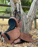 New! Syd Hill Gibson Half Breed Saddle, Roughout Leather – SHXP Adjustable Tree and Panels