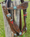 CSSB06 Chocolate Floral Tooled Barrel Saddle - Country Scene Saddlery and Pet Supplies