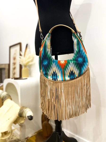 New! Aztec Crescent Bag / TURQUOISE