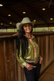 New! FIRST DATE & OLIVE SPARKLE PERFORMANCE RODEO SHIRT - Country Scene Saddlery and Pet Supplies