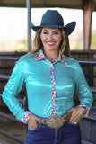 FLORAL & TURQUOISE SPARKLE PERFORMANCE RODEO SHIRT - Country Scene Saddlery and Pet Supplies