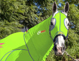 New! EQUINE COMPRESSION NECK AND HOOD COMBO PRINTED -FLURO LIME GREEN - Country Scene Saddlery and Pet Supplies