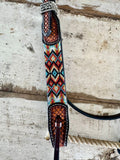 New! Two Toned Browband Bridle with Aztec Beaded Inlays - Country Scene Saddlery and Pet Supplies