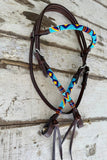 New! TRuby Rose Beaded Browband Bridle – Turquoise - Country Scene Saddlery and Pet Supplies