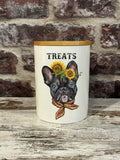 New! Dog Treat Canister - Black Frenchie - Country Scene Saddlery and Pet Supplies