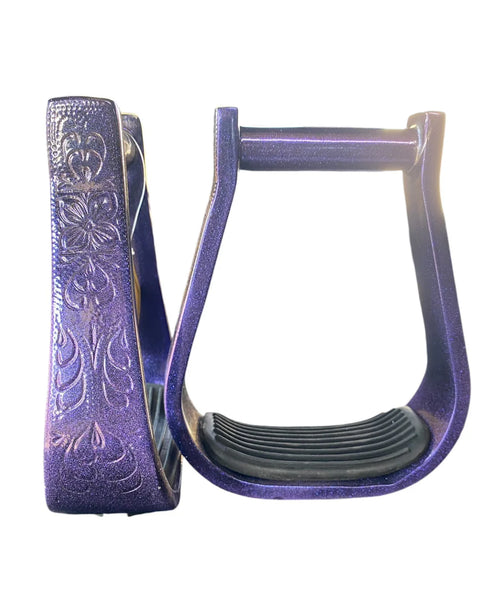 New! 023149G - Galaxy Purple Aluminium Barrel Racing Engraved with Pads