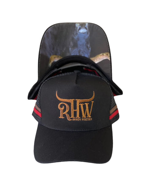 New! P4178 - Limited Edition RHW Western Black Bull Trucker Cap