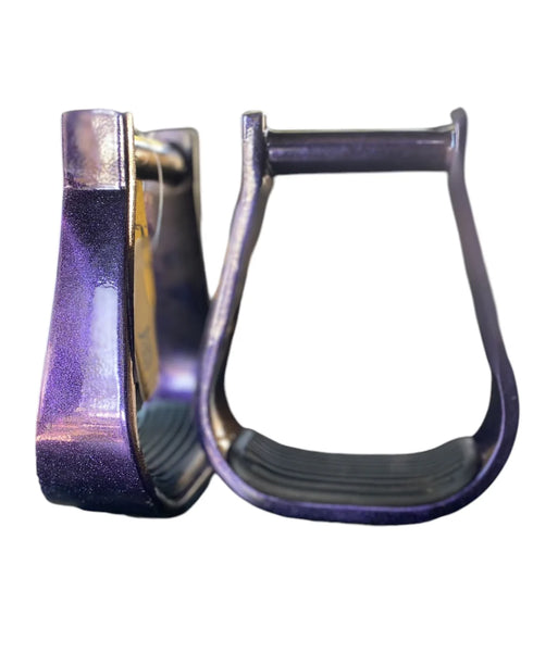 New! 023142G - Galaxy Purple Alumunium Barrel Racer Stirrup W/pad