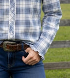 New!L1482 - Silver Spur Grey Check Ladies Rawhide Western Shirt | Fitted Arena Shirt Ladies western shirts