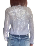 New! L1473 - Opal Ladies White Sparkle Stretch Western Shirt - Country Scene Saddlery and Pet Supplies