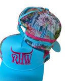 New! P4179 - RHW Cactus Turq & Pink P/Tail Trucker Cap - Country Scene Saddlery and Pet Supplies