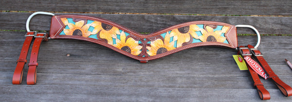 Showman ® Hand Painted Sunflower tripping collar.