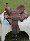 Double T Cocoa Daisies Spinal Relief Barrel Saddle - 15, 16 Inch - Country Scene Saddlery and Pet Supplies
