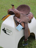 Double T Cocoa Daisies Spinal Relief Barrel Saddle - 15, 16 Inch - Country Scene Saddlery and Pet Supplies
