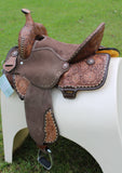 Double T Cocoa Daisies Spinal Relief Barrel Saddle - 15, 16 Inch - Country Scene Saddlery and Pet Supplies