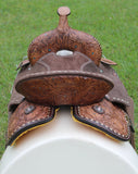 Double T Cocoa Daisies Spinal Relief Barrel Saddle - 15, 16 Inch - Country Scene Saddlery and Pet Supplies