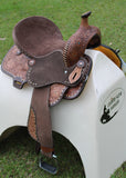 Double T Cocoa Daisies Spinal Relief Barrel Saddle - 15, 16 Inch - Country Scene Saddlery and Pet Supplies
