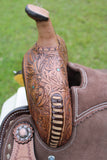 Double T Cocoa Daisies Spinal Relief Barrel Saddle - 15, 16 Inch - Country Scene Saddlery and Pet Supplies