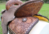 Double T Cocoa Daisies Spinal Relief Barrel Saddle - 15, 16 Inch - Country Scene Saddlery and Pet Supplies