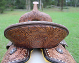 Double T Cocoa Daisies Spinal Relief Barrel Saddle - 15, 16 Inch - Country Scene Saddlery and Pet Supplies