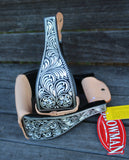 Showman ® Black Alluminum Engraved Stirrups. - Country Scene Saddlery and Pet Supplies