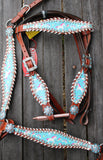 NEW! Showman ® PONY SIZE Rainbow Unicorn print headstall and breast collar set. - Country Scene Saddlery and Pet Supplies