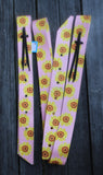 CSS Pink Sunflower- Style Two Latigo Set. - Country Scene Saddlery and Pet Supplies