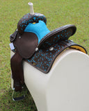 CSSB17 Hand Painted Floral Barrel Saddle - Country Scene Saddlery and Pet Supplies
