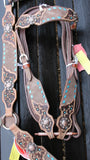 Showman ® Chocolate Oiled Browband Headstall and Breast Collar Set with buck stitch & Flower Tooling - Country Scene Saddlery and Pet Supplies