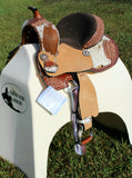 Double T Floral Frontier Barrel Style Saddle - 13 Inch - Country Scene Saddlery and Pet Supplies