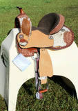 Double T Floral Frontier Barrel Style Saddle - 13 Inch - Country Scene Saddlery and Pet Supplies