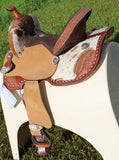 Double T Floral Frontier Barrel Style Saddle - 13 Inch - Country Scene Saddlery and Pet Supplies