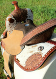 Double T Floral Frontier Barrel Style Saddle - 13 Inch - Country Scene Saddlery and Pet Supplies