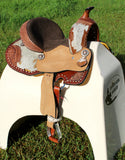 Double T Floral Frontier Barrel Style Saddle - 13 Inch - Country Scene Saddlery and Pet Supplies