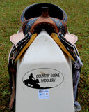 14", 15" Double T barrel style saddle with oak leaf tooled design. - Country Scene Saddlery and Pet Supplies