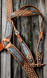14", 15" Double T barrel style saddle with oak leaf tooled design. - Country Scene Saddlery and Pet Supplies
