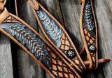 14", 15" Double T barrel style saddle with oak leaf tooled design. - Country Scene Saddlery and Pet Supplies