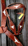 New! Leather double stitched tooled browband headstall and breastcollar. - Country Scene Saddlery and Pet Supplies