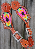 Showman ® Hot Pink Navajo beaded inlay Spur Strap. - Country Scene Saddlery and Pet Supplies