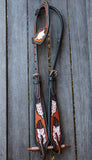 Showman ® One ear headstall with painted feather design. - Country Scene Saddlery and Pet Supplies